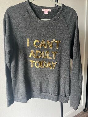 Bow & Drape Charcoal Sweatshirt with Gold Lettering